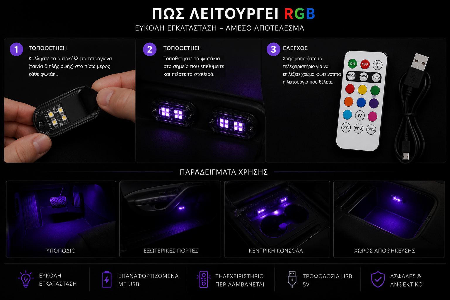 AuraLuxx Car LEDs — RGB Φωτισμός Αυτοκινήτου